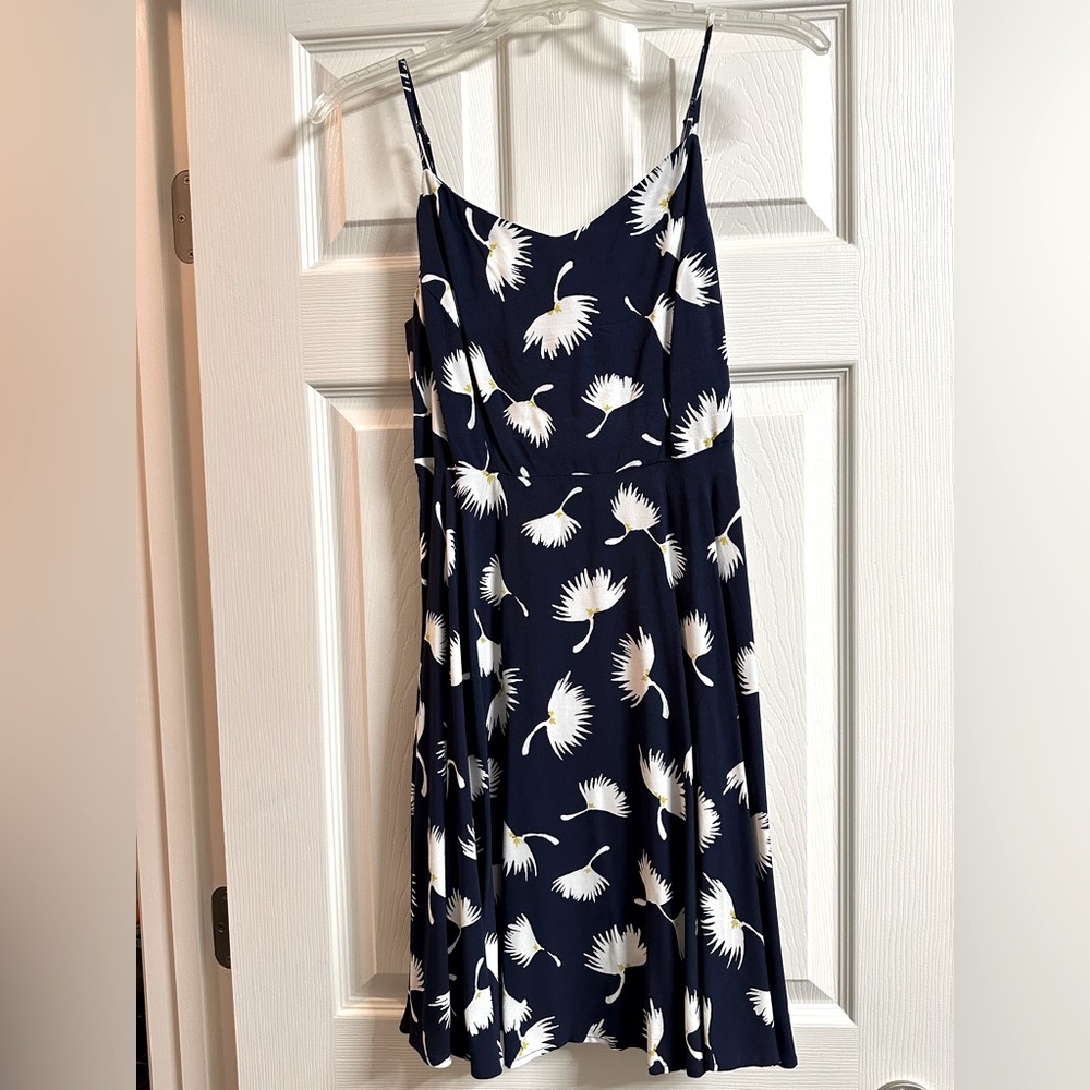Navy Dress with White Floral Pattern